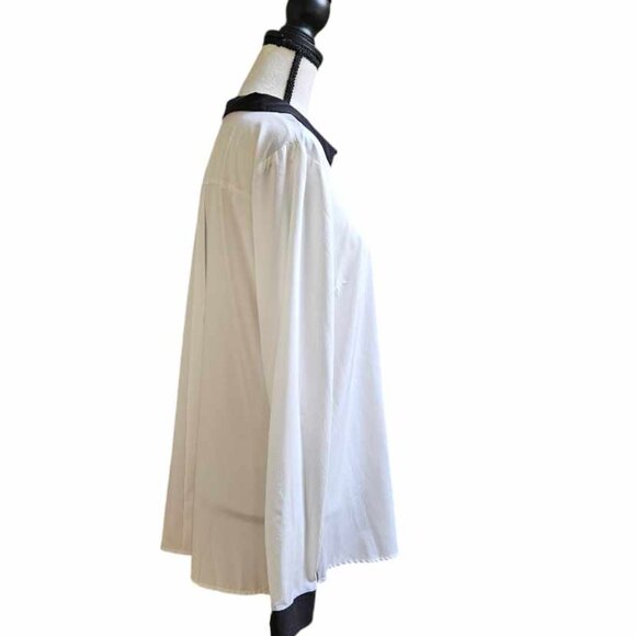 NWT Worthington White with Black Long Sleeve Button-Down Shirt Size XL - Picture 4 of 13